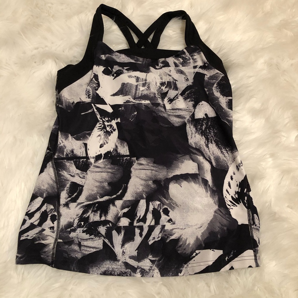 Lucy Workout Tank Cross Back Built In Bra Black